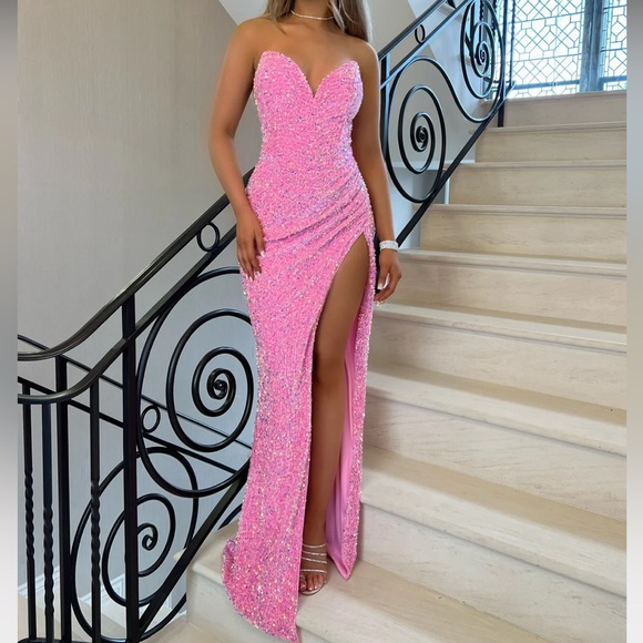 DRESSMEZEE ; Pink Maxi Dress ; Sequin ; Womans Medium - Picture 2 of 4